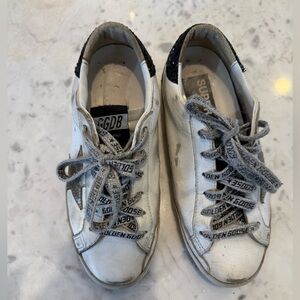 Golden Goose White and Black Star Sneakers